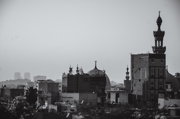 Fototapeta na wymiar black and white landscape of Cairo, Egypt