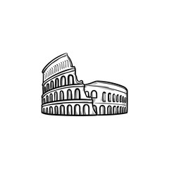 Rome coliseum hand drawn outline doodle icon - obrazy, fototapety, plakaty