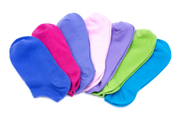 Woman's original ankle low rise colorful socks isolated on white background