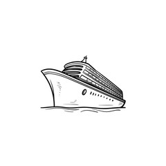 Cruise ship hand drawn outline doodle icon