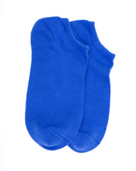 Woman's original ankle low rise blue socks isolated on white background