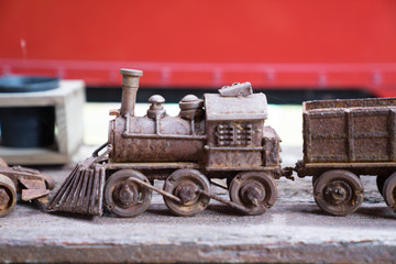 Close up classic train model ,toys. Transporation and logistic concept