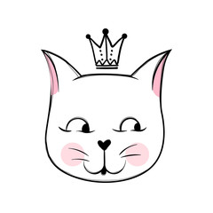 Vector card with cute fashion cat. Stylish kitten.