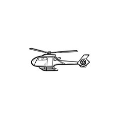 Helicopter hand drawn outline doodle icon. Medical and emergency helicopter, medical service concept. Vector sketch illustration for print, web, mobile and infographics on white background.