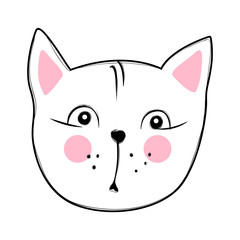 Cute cat vector design. Girly kittens. Fashion Cat's face.