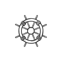 Obraz premium Ship steering wheel hand drawn outline doodle icon