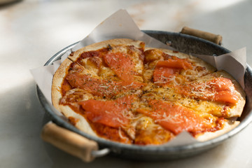 close up Hot delicious Homemade pizza in restaurant