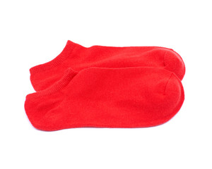Woman's original ankle low rise scarlet red socks isolated on white background