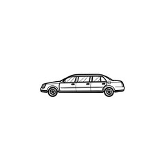 Fototapeta na wymiar Limousine hand drawn outline doodle icon. Luxury car and city, car transportation and vip, wedding concept. Vector sketch illustration for print, web, mobile and infographics on white background.