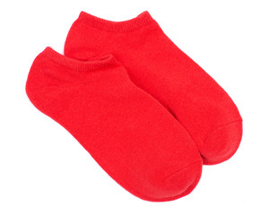 Woman's original ankle low rise scarlet red socks isolated on white background