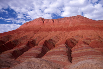 Sandstone mountain with strata and erosion, Gansu, China 