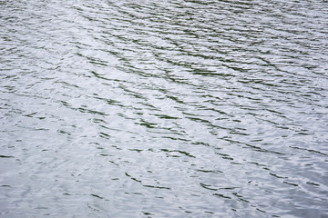 Surface of water in deep lake close up background.