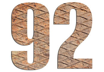 92 – with metal texture on white background
