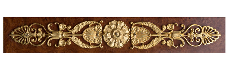 Ornament of bronze on a tree.