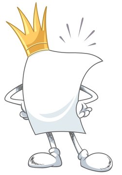 Blank white Paper with Crown in King pose.