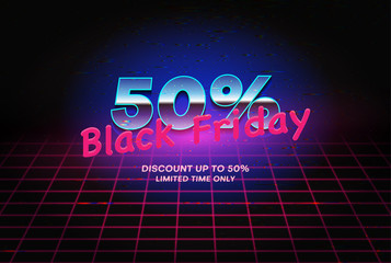 Black friday sale. Up to 50 percent discount promotion poster.