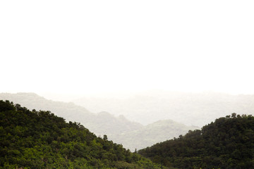 Landscape of mountain while a lot of foggy.