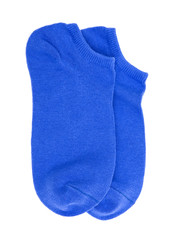 Woman's original ankle low rise blue socks isolated on white background
