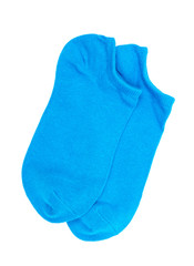 Woman's original ankle low rise light blue socks isolated on white background