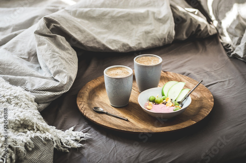 Healthy Winter Breakfast In Bed Coffee Natural Berry Healthy Winter Breakfast In Bed Coffee Natural Berry Yogurt With Cereals Gs