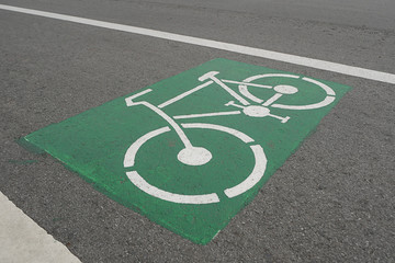 Bicycle signs on the street