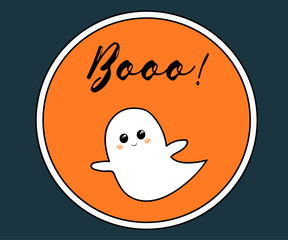 Happy Halloween greeting card. Vector hand drawn cute illustration. Holiday decoration