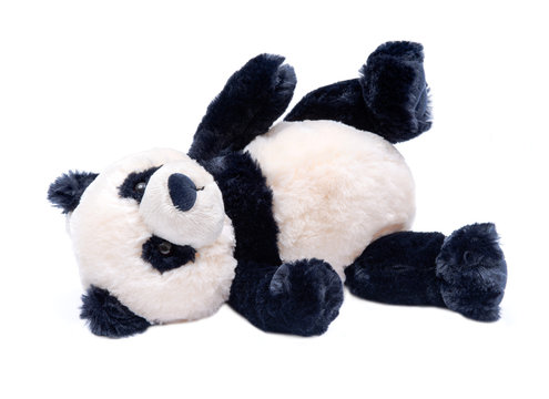 Panda Bear Stuffed Plush Toy Isolated On White Background