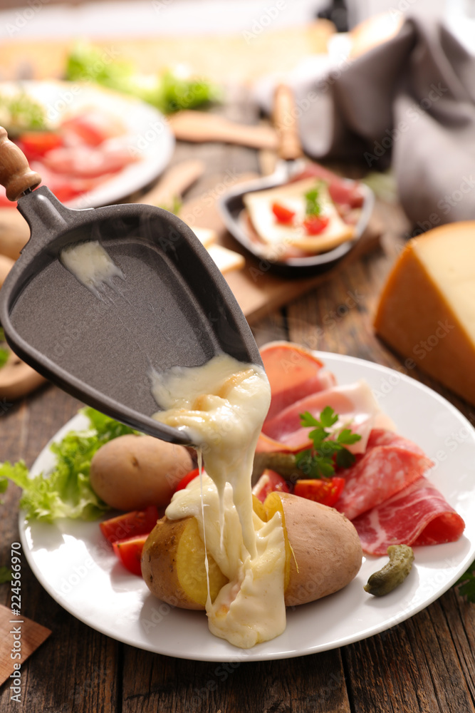 Canvas Prints raclette cheese with potato and meat