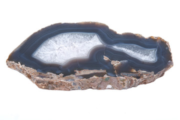 Polished Large Natural Agate slab from Brazil isolated on white background. Agate Geode Slice....