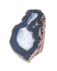 Polished Large Natural Agate slab from Brazil isolated on white background. Agate Geode Slice....