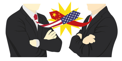 USA and China trade war. America China tariff business global exchange international. USA versus China. vector illustration