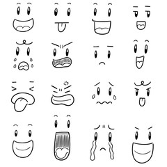 vector set of cartoon face