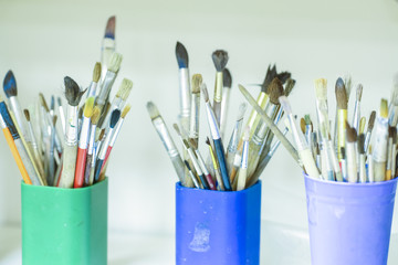 Fototapeta premium Set of the painter's brushes close up