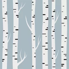 Wall murals Birch trees seamless pattern with birch trees. Design element for wallpapers, web site background, baby shower invitation, birthday card, scrapbooking, fabric print etc. Vector illustration.