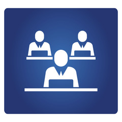 group of people working with laptop icon in blue background