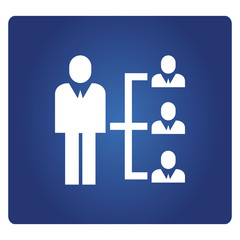 business people diagram, organization chart icon in blue background