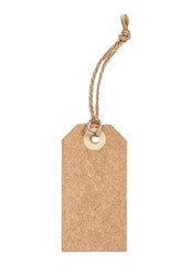 Brown recycled paper tag isolated white background