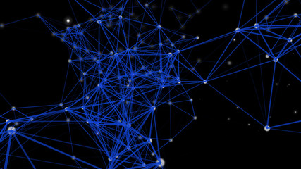 Structure 3d rendering connection and particles