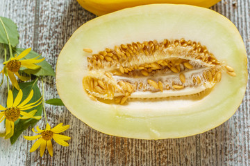  half melon. yellow melon