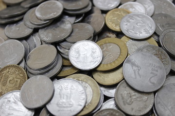 Bed of coins in Indian currency