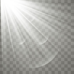 Vector light sources, concert lighting, spotlights. Concert spotlight with beam, illuminated spotlights for web design illustration.