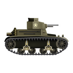 Fototapeta na wymiar M2 Light Tank - Realistic Vector Illustration Isolated on White Background
