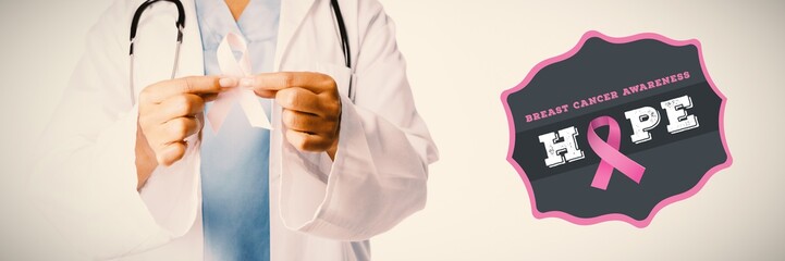 Composite image of breast cancer awareness badge