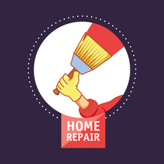 hand with brush home repair icon