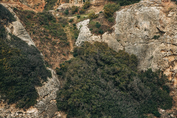 A landscape with vegetation and footpaths in Portugal near the city of Lagos.