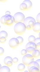 Light pastel colored background with purple bubbles. Wallpaper, texture purple balloons. 3D illustration