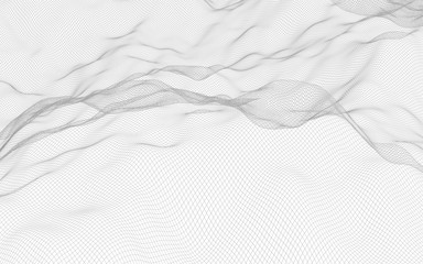 Abstract landscape on a white background. Cyberspace grid. Hi-tech network. 3d technology illustration