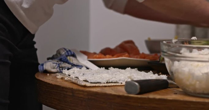 Fast movie of making sushi