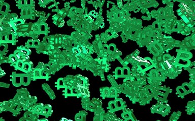 Digital currency symbol Bitcoin on a dark background. Fall of bitcoin. Cryptocurrency graph on virtual screen. Business, Finance and technology concept. 3D illustration