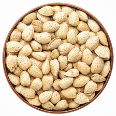 almond nuts in a round tray